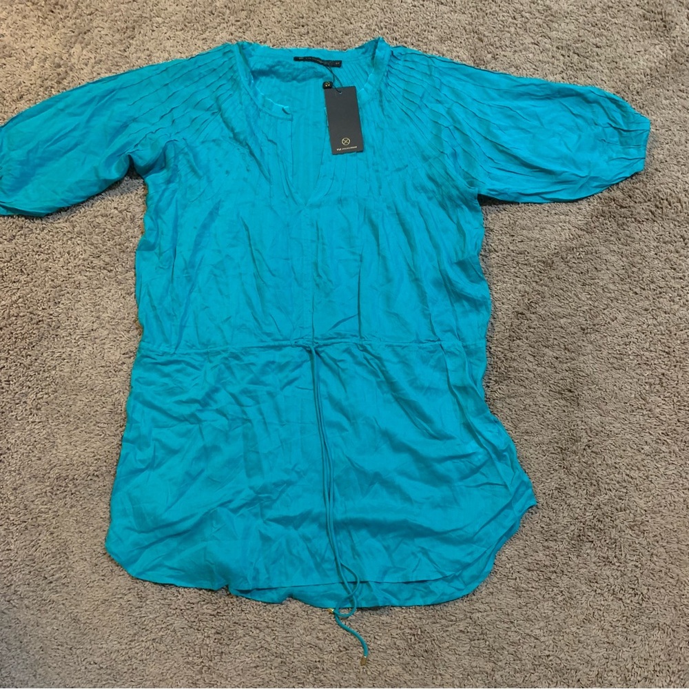 NWT VIX Paula Hermanny Sara Caftan Coverup Dress Small Tahiti Blue Teal - Picture 10 of 14